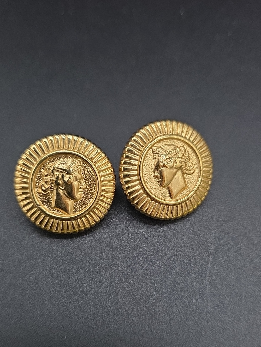 Gold-Tone Round Textured pierced Earrings - Gold